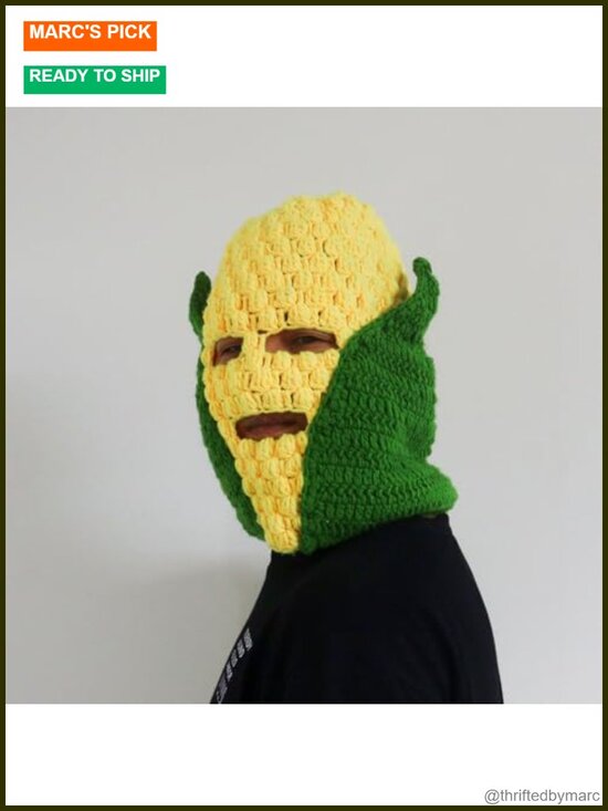 Knitted Corn Balaclava Mask Unisex Winter Beanie Neck Warmer Halloween Cosplay main image 6
